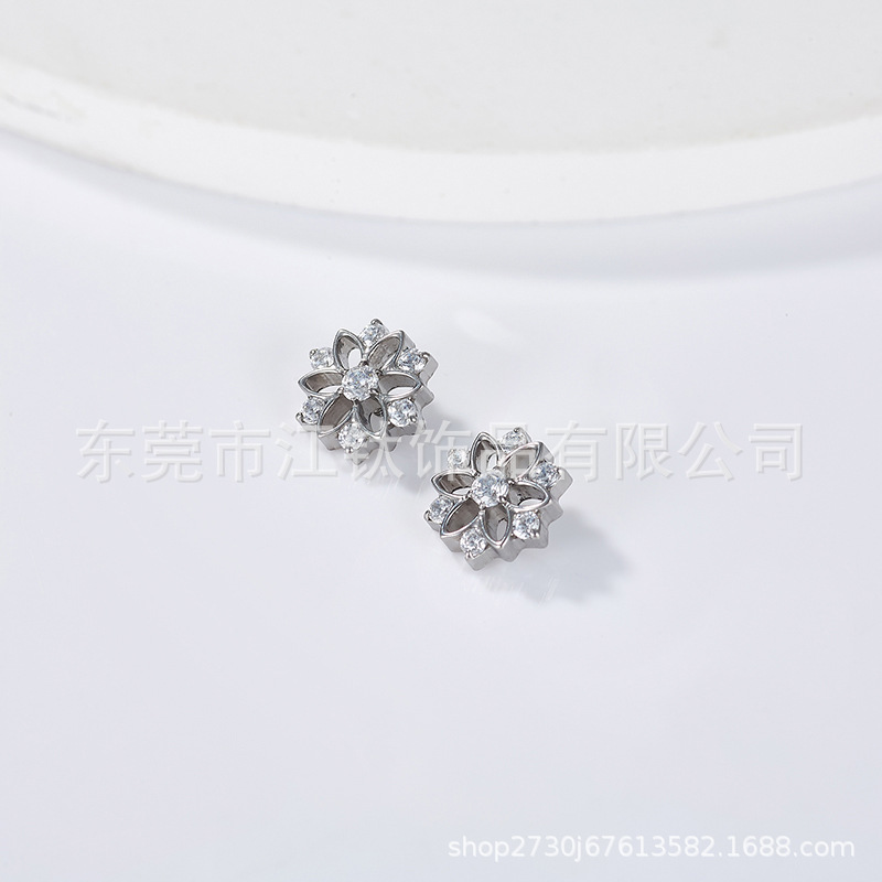 Titanium Flower Zircon Ear Bone Nail Labret Stud - ASTM F136 (G23) Ear Piercing Jewelry - Image 4