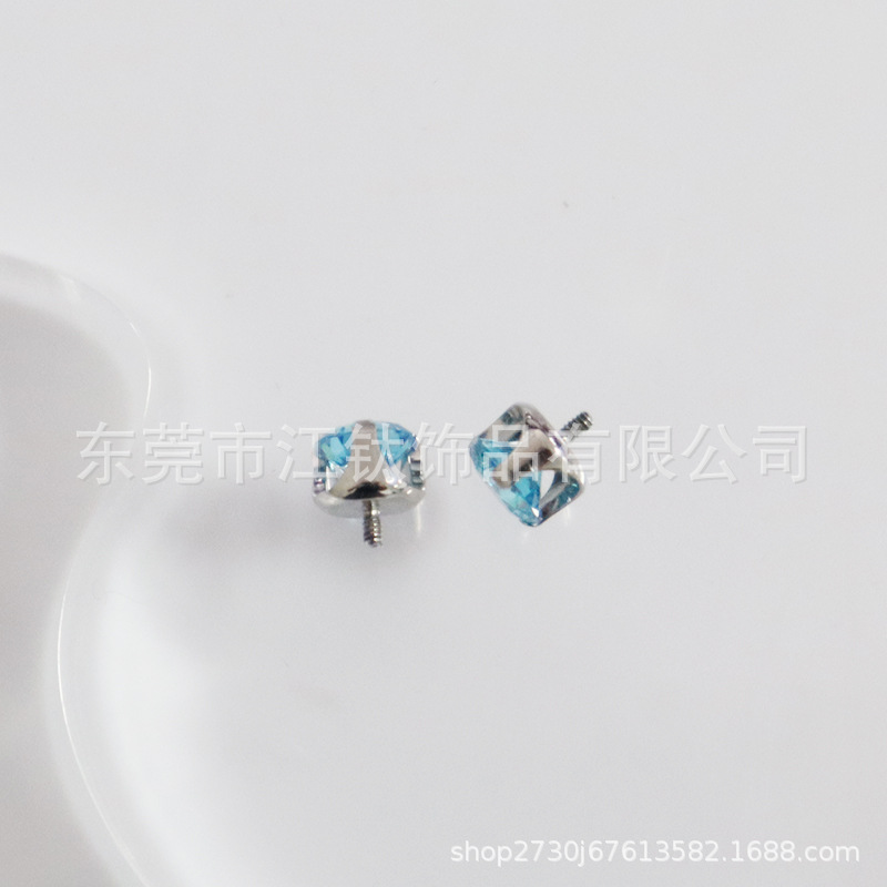F136 Titanium Earring Inlaid 5A Three-Claw Zircon Lip Nail G23 Titanium Alloy Body Piercing Jewelry Ear Bone Stud - Image 4