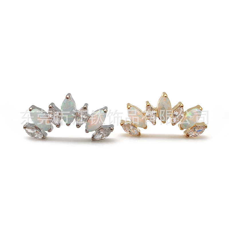 G23 Titanium Ear Bone Nail Horse Eye Penetrating Aobao Zircon Cross-border Titanium Alloy Body Piercing Jewelry Earrings - Image 5