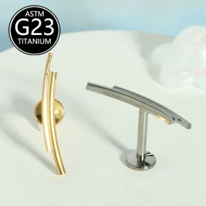 F136 Titanium Alloy Internally Threaded Flat Bottom Lip Piercing Stud - Length 6-10mm G23 Titanium Earring