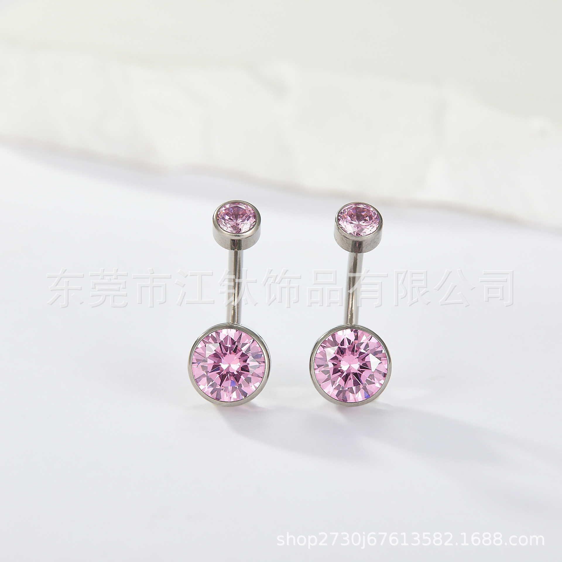 G23 Titanium Curved L-Rod Navel Ring with Zircon - 1.6mm 12mm - Image 4