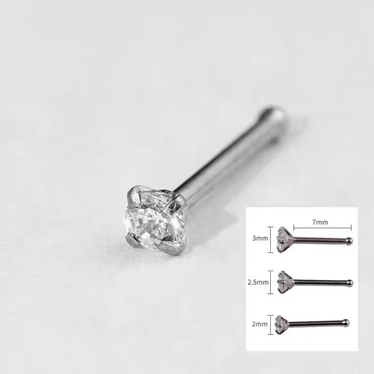 G23 Titanium Inlaid Zircon Nose Stud S L Rod Integrated Nose Piercing Jewelry 16G - Image 4