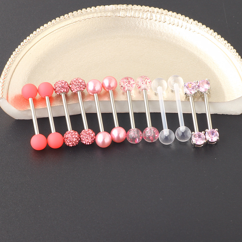 Cross-border Hot-selling European American Fashion Stainless Steel Zircon Crown Breast Ring Trendy Body Piercing Jewelry with Rod - Image 2