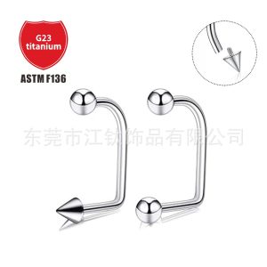 F136 Titanium Lip Nail U-Shaped Lip Ring Ball Spike Cone Nose Ring G23 Titanium Alloy Body Piercing Jewelry
