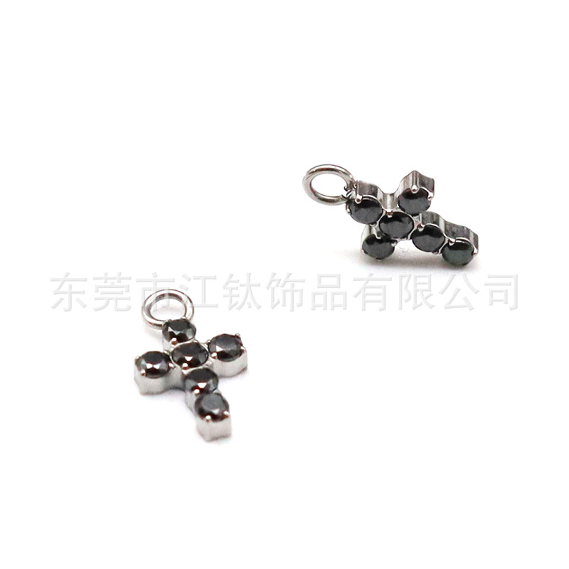 F136 Titanium Stud Earrings Cross Pendant Inlaid 5A Zircon G23 Titanium Alloy Body Piercing Ear Bone Stud Accessories - Image 4