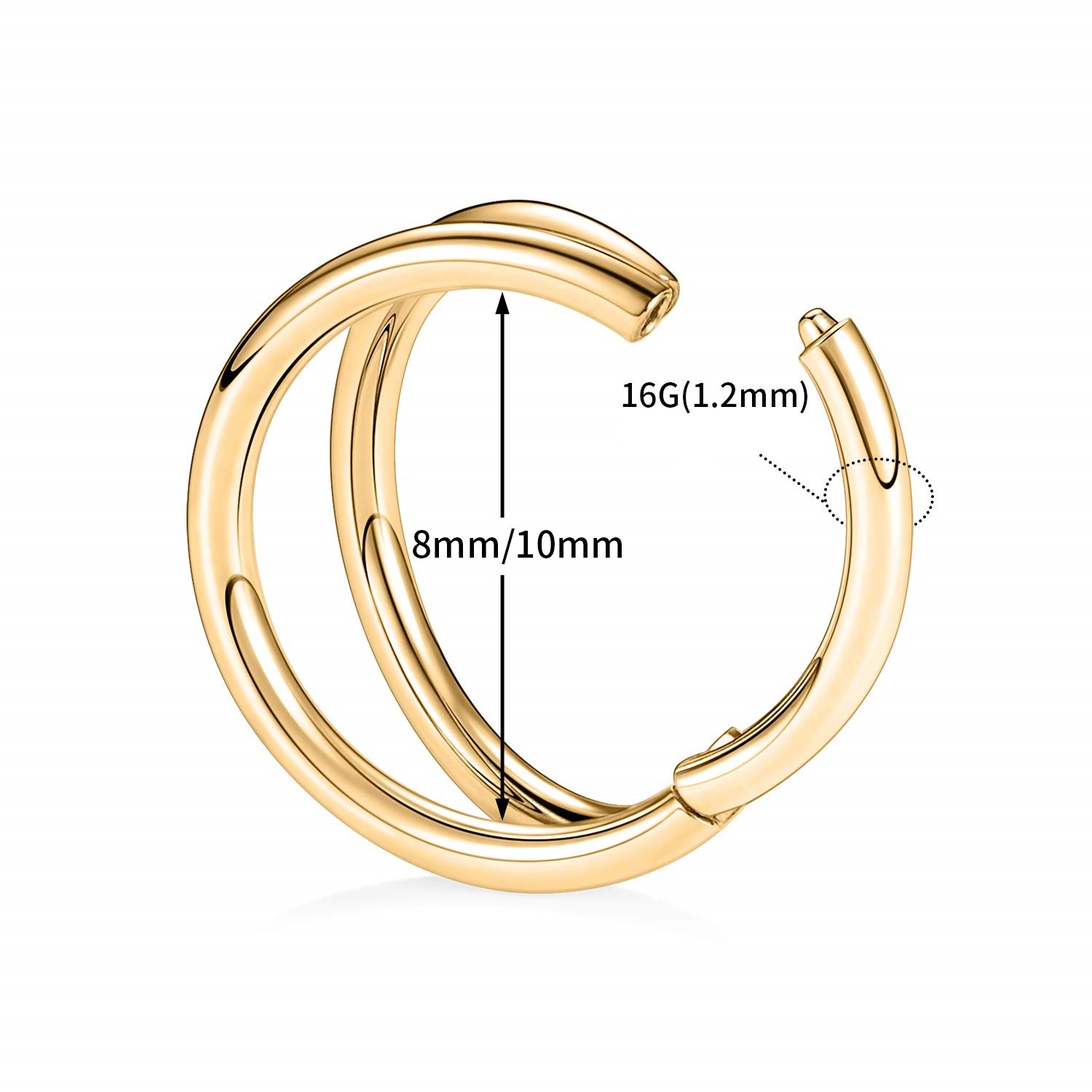 G23 Titanium Nose Ring Double Ring Closed Ring Earrings Hoop Body Piercing Jewelry - Image 4