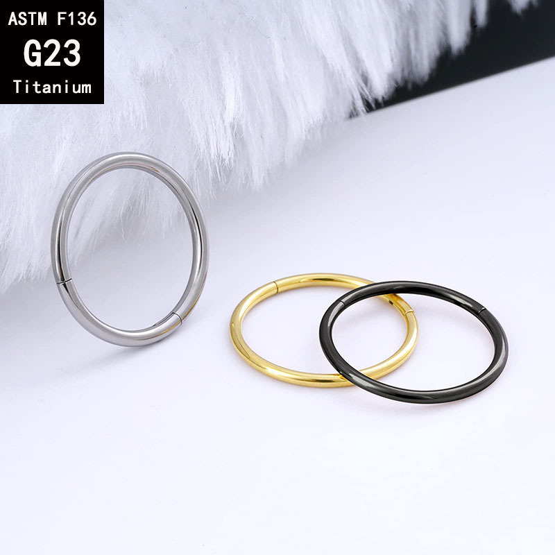 G23 Titanium Seamless Closed Ring Nose Hoop - 16G 1.6mm Black Cartilage Earring Body Piercing Jewelry - Image 3