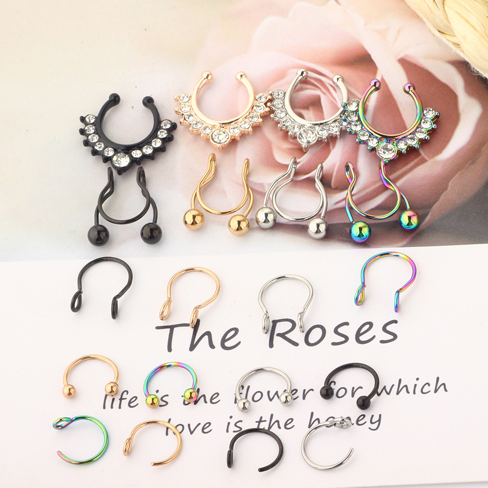 Non-Punch Nose Clip Stainless Steel Fake Piercing Nose Ring Combo Set Wholesale - Image 4