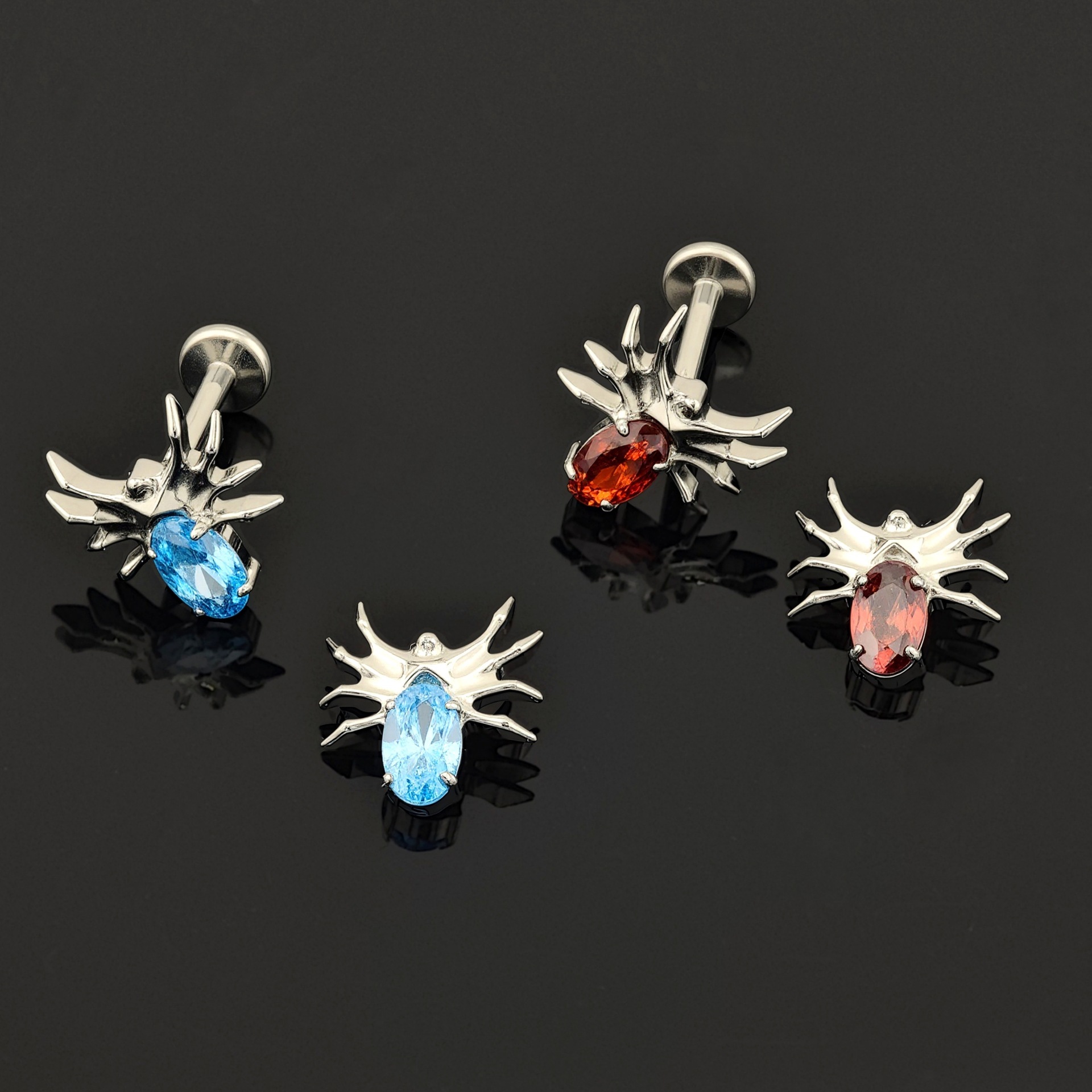 F136 Titanium Spider Zircon Inner Tooth Thread Cartilage Earring Stud for Helix Tragus Body Piercing Jewelry - Image 3
