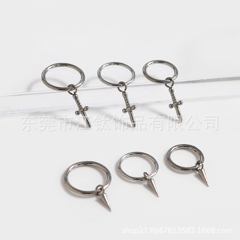 F136 Titanium Nose Ring Earring Pendant Sword Tip Cone Cross-Border G23 Titanium Alloy Body Piercing Jewelry Nose Ring Earring - Image 2
