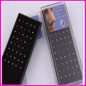 Fashionable Stainless Steel Nose Studs Korean Style Jewelry Invisible Small Earrings Colorful Nose Studs Wholesale