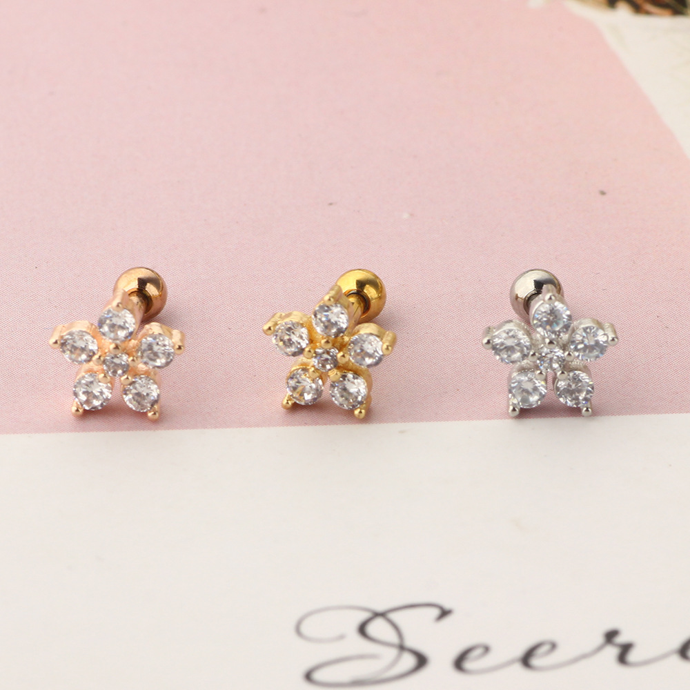 Stainless Steel Zircon Thread Earrings for Women Ear Piercing Jewelry Cartilage Tragus Stud - Image 3
