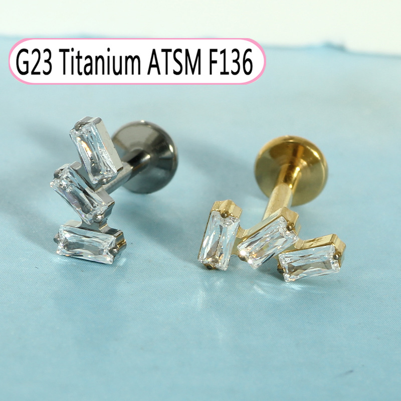 G23 Titanium Piercing Lip Stud Zircon 1.2mm 10mm Cochlear Ear Bone Nail Single Sale - Image 3