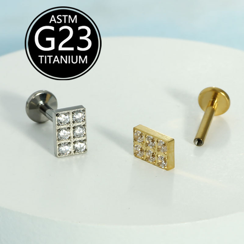 G23 Titanium Zircon Lip Stud Ear Bone Stud Body Piercing Jewelry 1.2mm Flat Back Stud Wholesale - Image 4