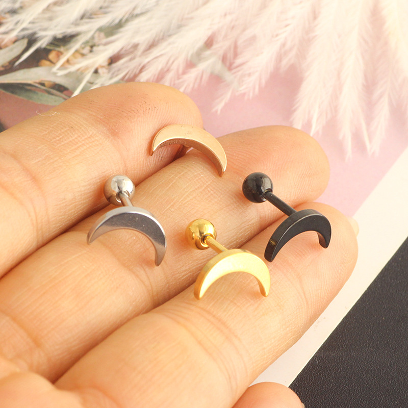 Stainless Steel 16G Ear Bone Tragus Piercing Jewelry Simple Star Motif Men's Earrings Rose Gold - Image 5