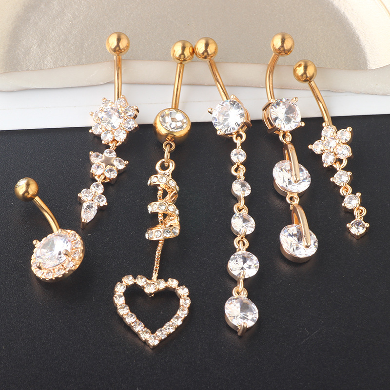 Sell Good Amazon Belly Button Ring Set Navel Ring Body Piercing Jewelry 6-Piece Set - Image 5