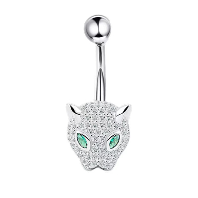 Cross-border European and American Leopard Head Belly Button Ring Female Sexy Inlaid Zircon Bow Belly Ring Body Piercing Jewelry Wholesale - Image 2
