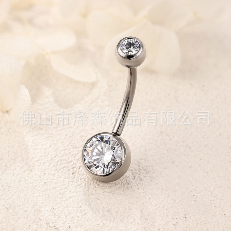 F136 Titanium Alloy 5A Zircon Internal Thread Navel Ring Belly Button Piercing Jewelry Simple Geometric Ball Style Titanium Body Jewelry for Men and Women - Image 4