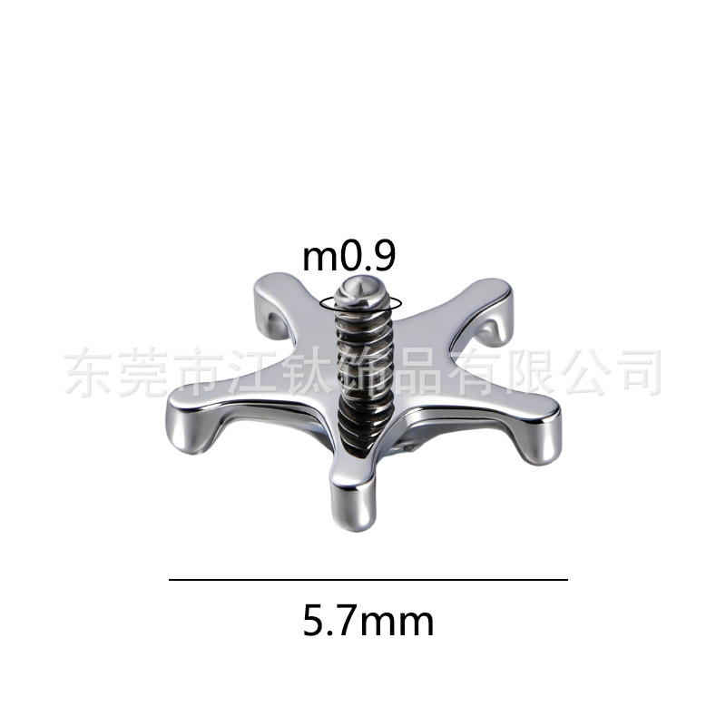 G23 Titanium Alloy Star-Shaped Zircon Inlaid Body Piercing Earrings Ear Cartilage Stud - Image 2