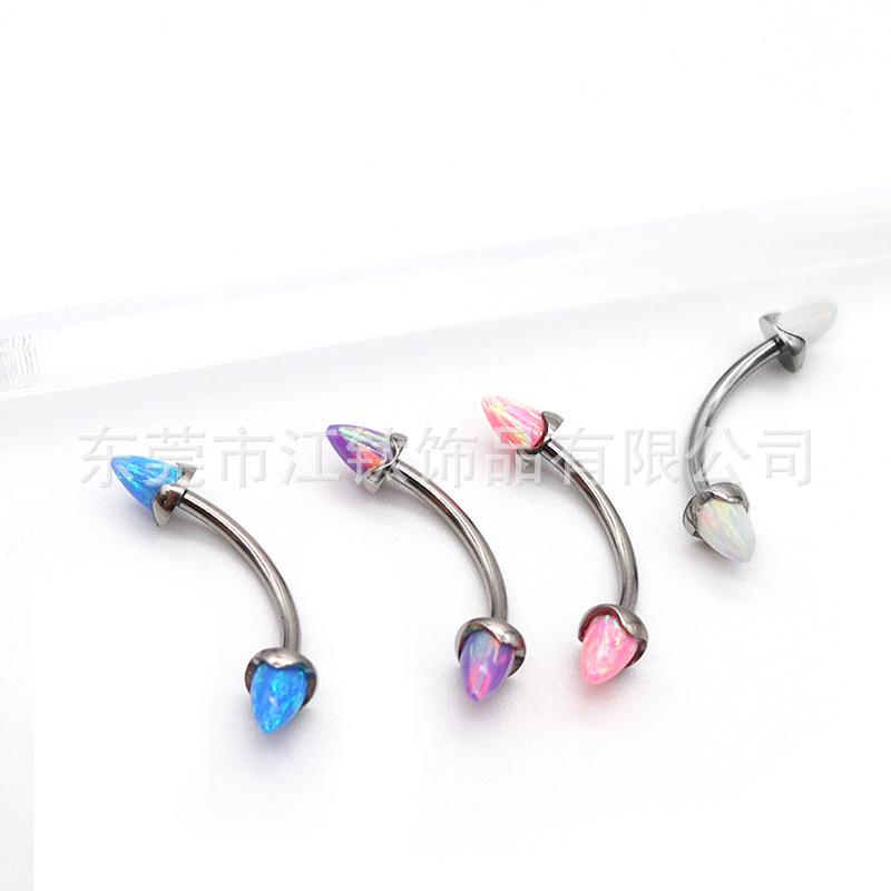 ASTM F136 Titanium Eyebrow Ring Wave Opal Curved Barbell G23 Alloy Body Piercing Jewelry - Image 2