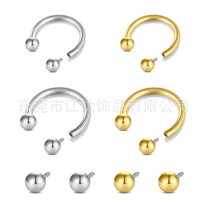 Jiang Ti F136 Titanium Internal Thread 0.8mm C-Shaped Horseshoe Ring Lip Barbell Lip Piercing Jewelry Wholesale G23 Titanium Alloy - Image 4