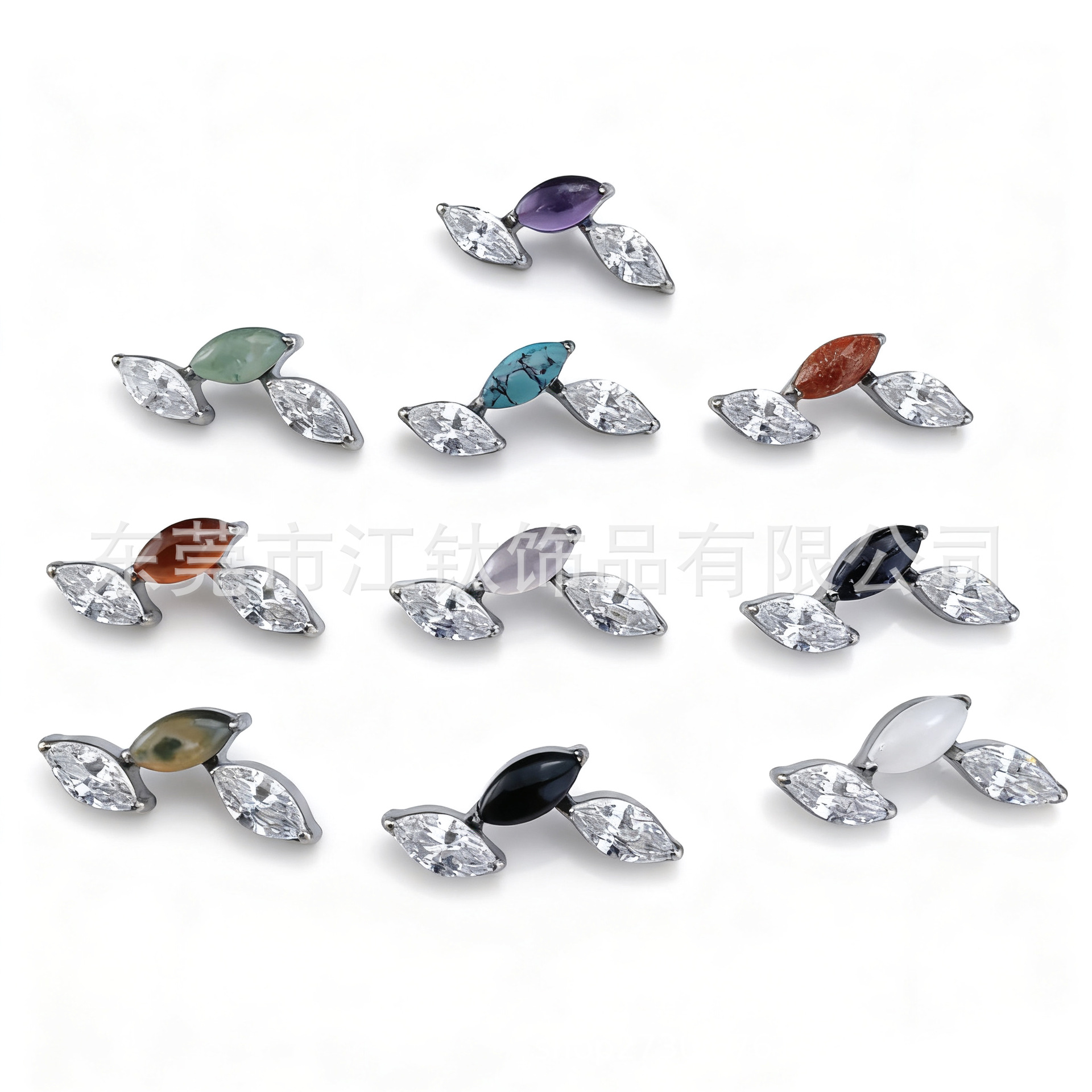 G23 Titanium Alloy Horse Eye Inlaid Natural Stone Body Piercing Earrings for Cartilage - Image 5