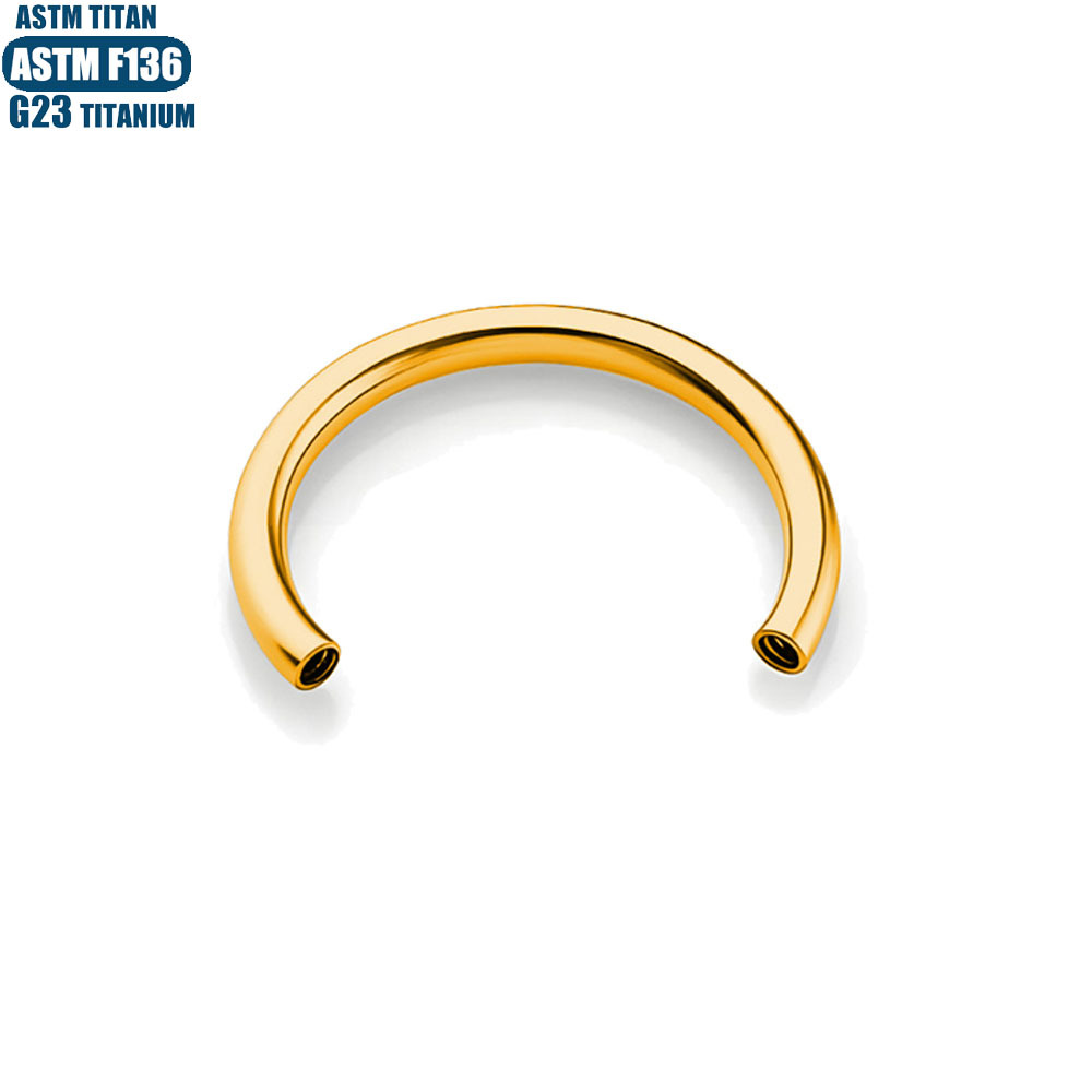 G23 Titanium Horseshoe Ring Double-Headed Internal Thread C-Shaped Septum Nose Lip Curved Barbell - Image 3
