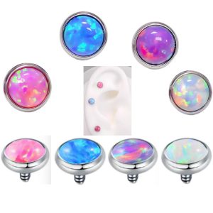 G23 Titanium Alloy External Thread Wave Opal Lip Nail Eyebrow Ear Bone Body Piercing Jewelry Wholesale