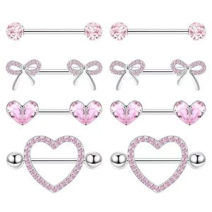Stainless Steel Diamond Double Layer Heart Nipple Ring Body Piercing Jewelry Wholesale