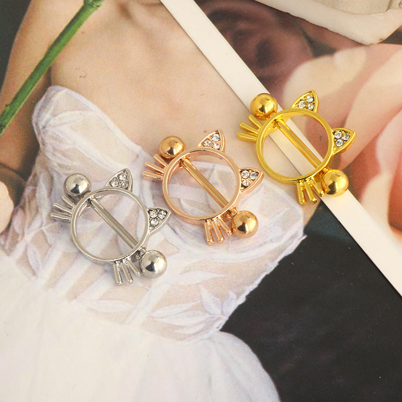 Cute Cat Nipple Ring 316L Surgical Steel Nipple Jewelry Rose Gold Silver Gold 3 Colors - Image 3