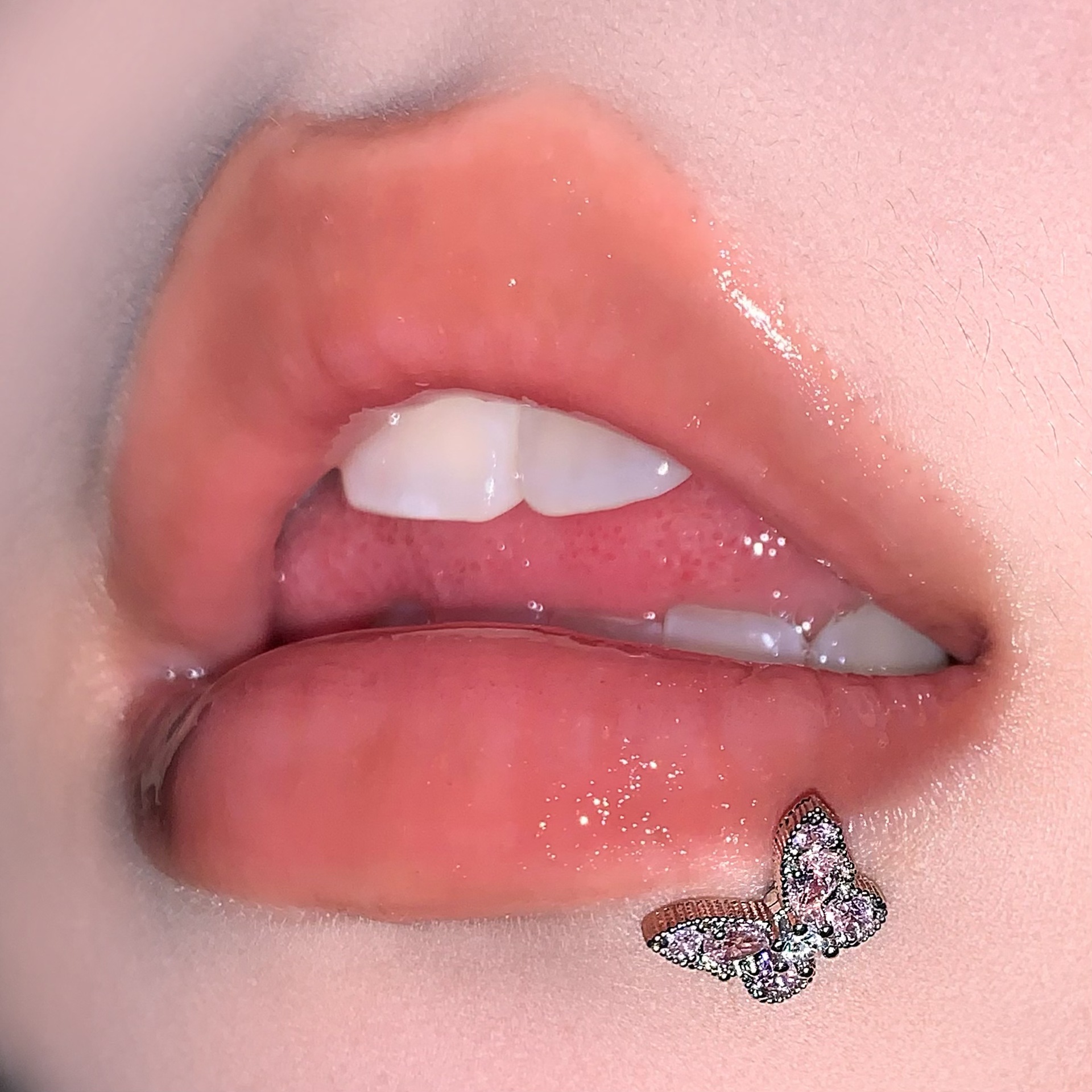 Blue Butterfly CZ 16G/18G Labret Stud 316L Surgical Steel Lip Piercing Jewelry for Women Men - Image 2