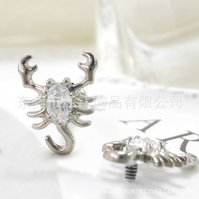 Scorpion Zircon Earring Stud G23 Titanium Alloy Cartilage Piercing Jewelry - Image 4