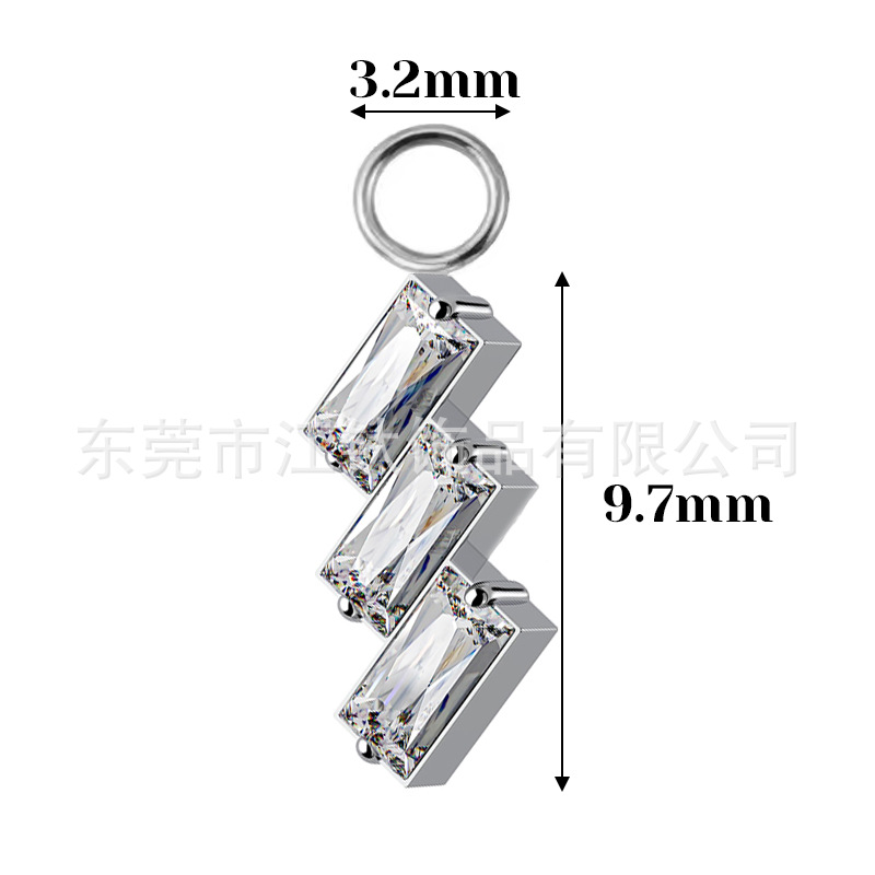G23 Titanium Ear Cartilage Stud Earring Square CZ Gem Geometric Piercing Jewelry - Image 3