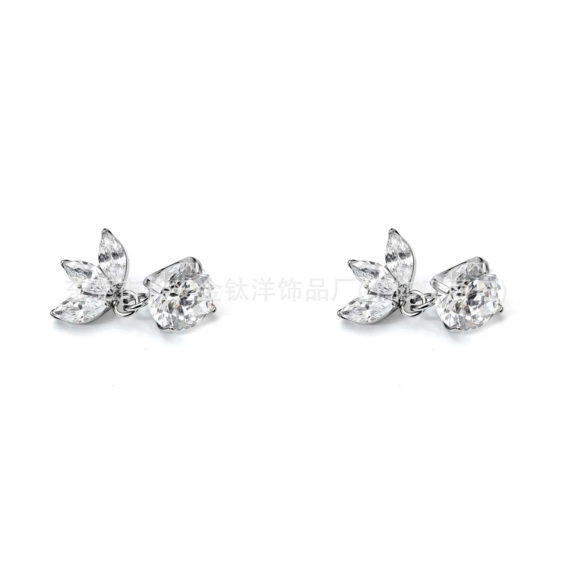 F136 Titanium Marquise CZ Pendant Cartilage Ear Studs - Flat Back Ear Bone Piercing Jewelry - Image 2