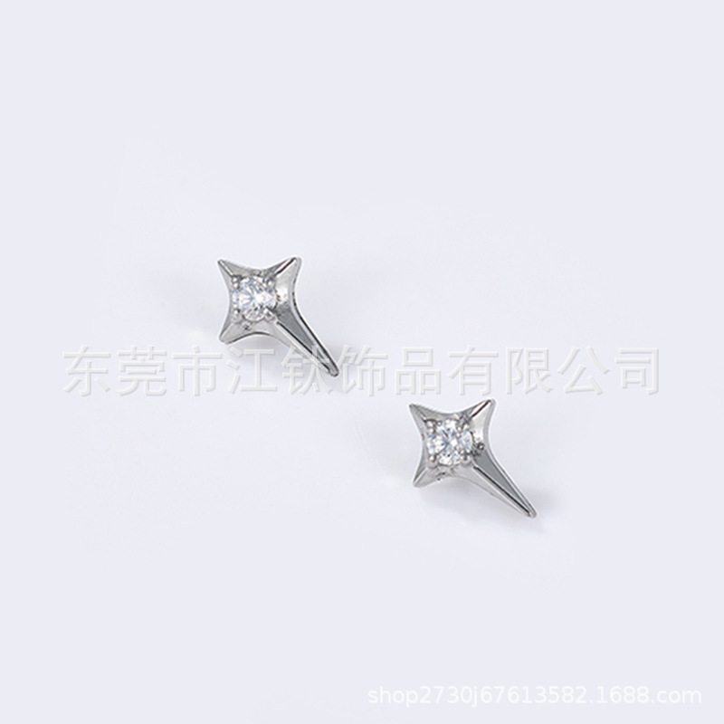Four Mangxing Star Diamond Earring Cartilage Stud Implant Grade G23 Titanium Alloy Body Piercing Ear Bone Nail 1.2mm - Image 2