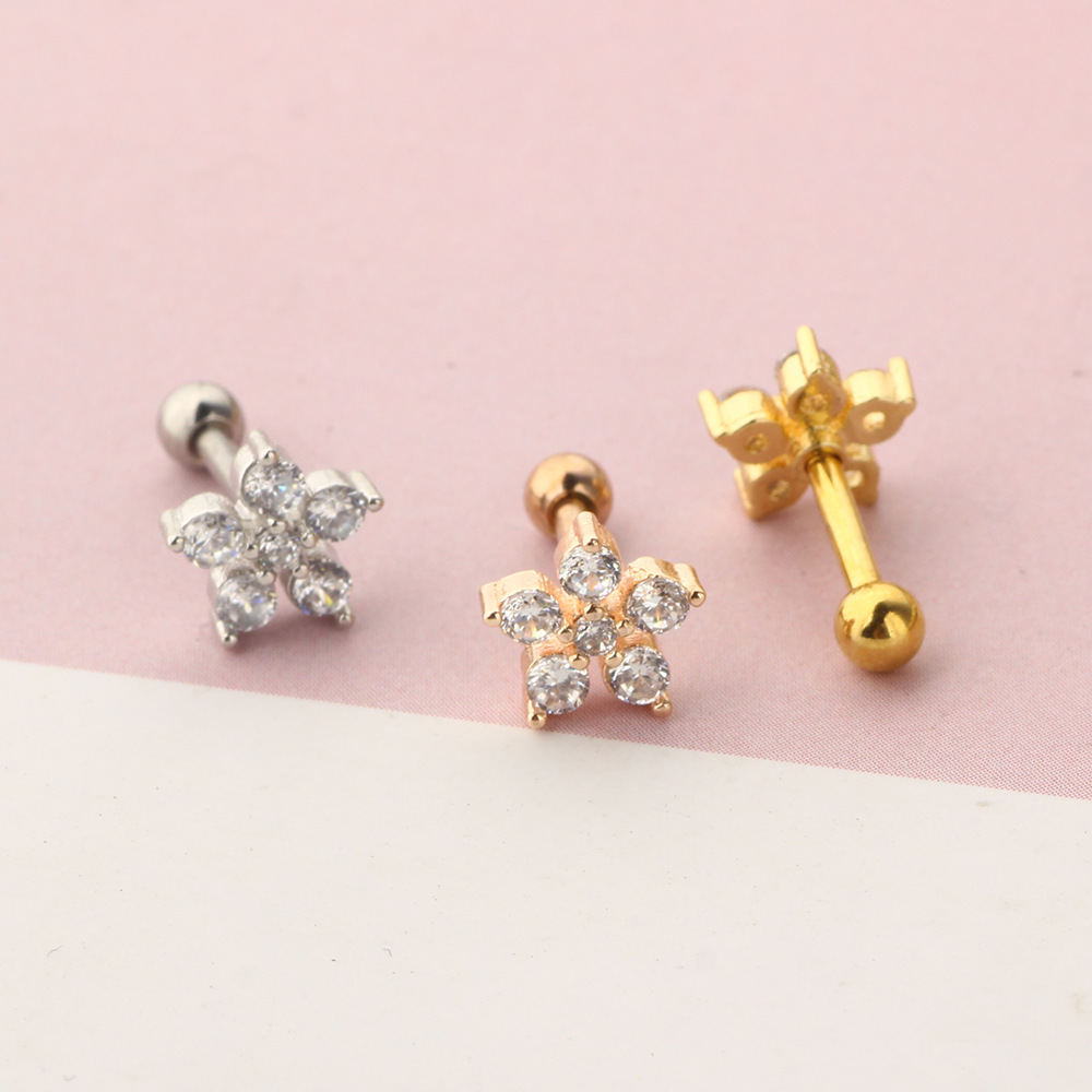 Stainless Steel Zircon Thread Earrings for Women Ear Piercing Jewelry Cartilage Tragus Stud - Image 4