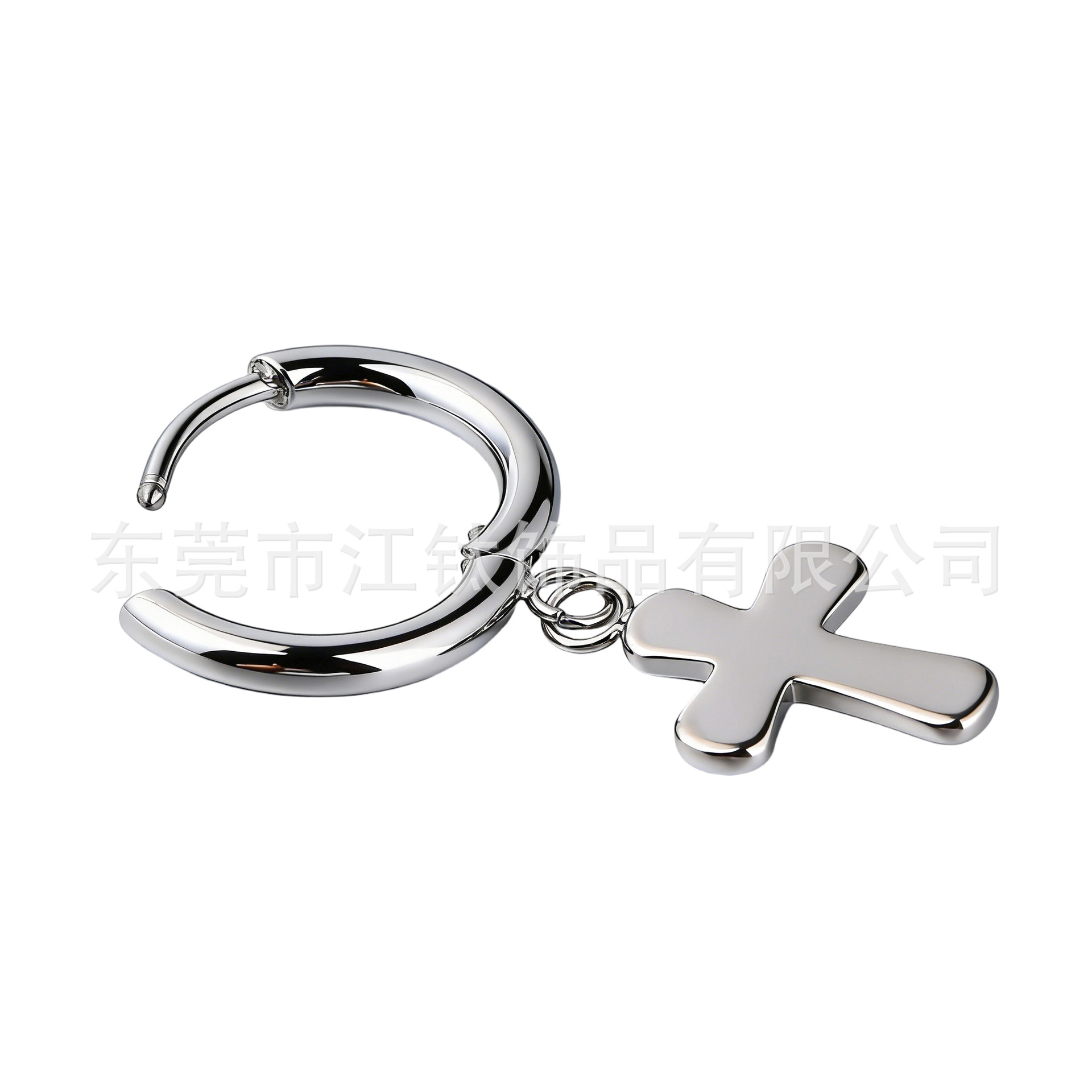 Titanium Ear Hoop Cross Six-Pointed Star Zircon Pendant G23 Titanium Alloy Body Piercing Earrings - Image 5