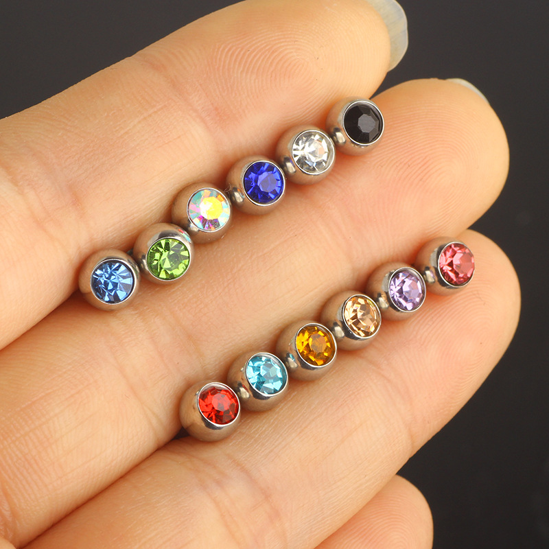 Wholesale 1.2mm Threaded Stainless Steel Ball Piercing Replacement Part for 1.6mm Horseshoe Ring Lip Nail - Image 5