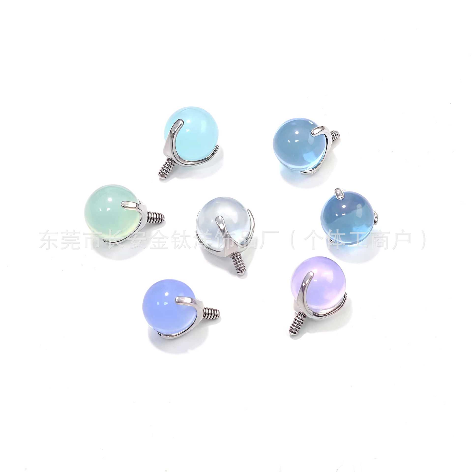 F136 Titanium Three-Claw Bezel-Set Opal Ball Earrings Lip Nails Tongue Nails Ear Bone Nails G23 Titanium Alloy Piercing Jewelry - Image 5