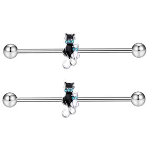 Industrial Barbell Ear Stud Stainless Steel Multiple Piercing Jewelry LOVER Cat