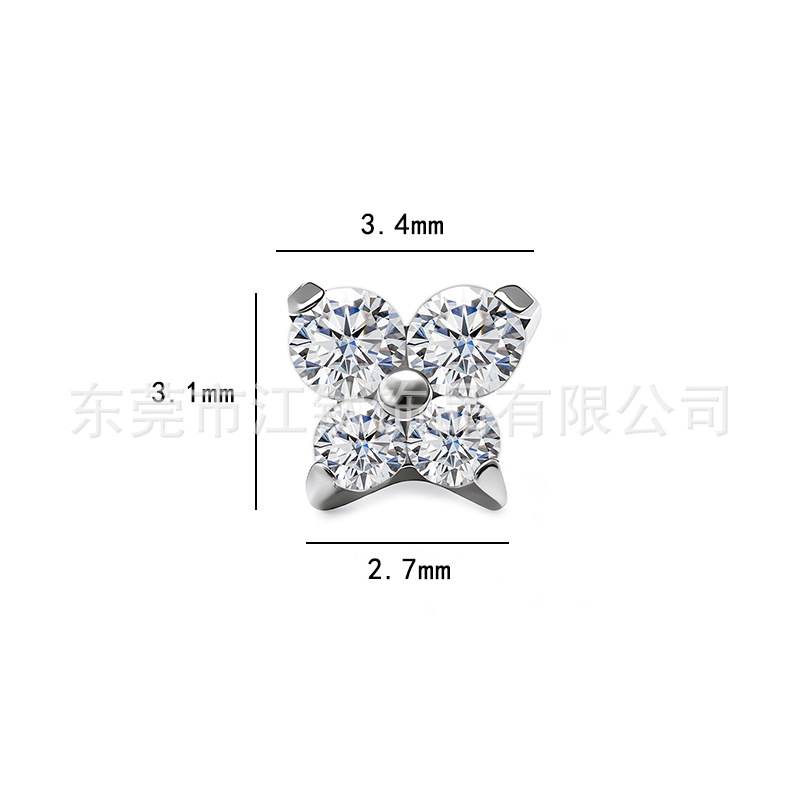 G23 Titanium Alloy Four-Leaf Clover 5A Small Butterfly Body Piercing Earrings - ASTM F136 - Image 2