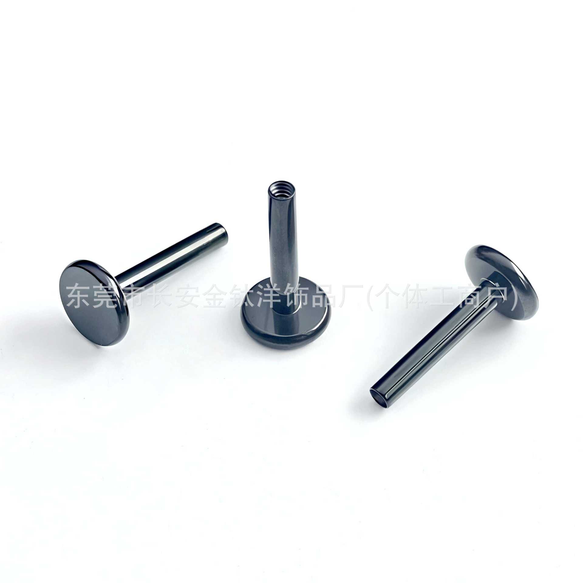 F136 Titanium Black-Plated Internally Threaded Lip Stud Base Flat Rod, 1.0x12mm Ear Cartilage Stud - G23 Titanium Alloy Body Piercing Jewelry - Image 2