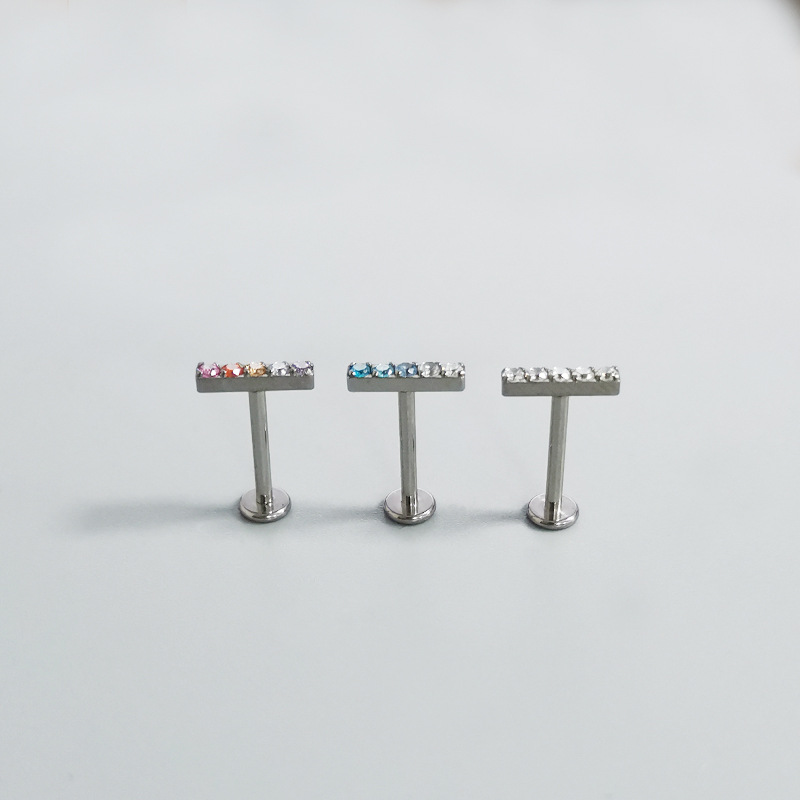 F136 Lip Nail Inlaid Diamond Ear Bone Nail G23 Titanium Alloy Body Piercing Jewelry Customization with Drawings and Samples - Image 2