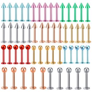 8 Colors Stainless Steel Star Lip Nails, Eyebrow Nails, Nose Nails, Ear Bone Nails Set of 5 - Piercing Jewelry