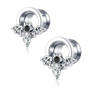 New Stainless Steel Ear Expander Fashion Trendy Men Women Auricle Bat Piercing Earrings