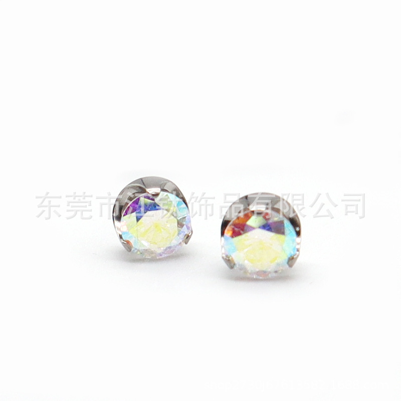 F136 Titanium Lip Nail Pin 5A Zircon Hollow Three-Claw Ear Stud Cross-border G23 Titanium Alloy Body Piercing Jewelry - Image 3