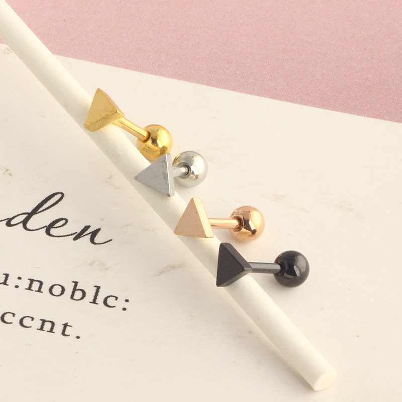 Stainless Steel Double Sided Ball Ear Bone Nail Triangle Dumbbell Earrings - Image 2