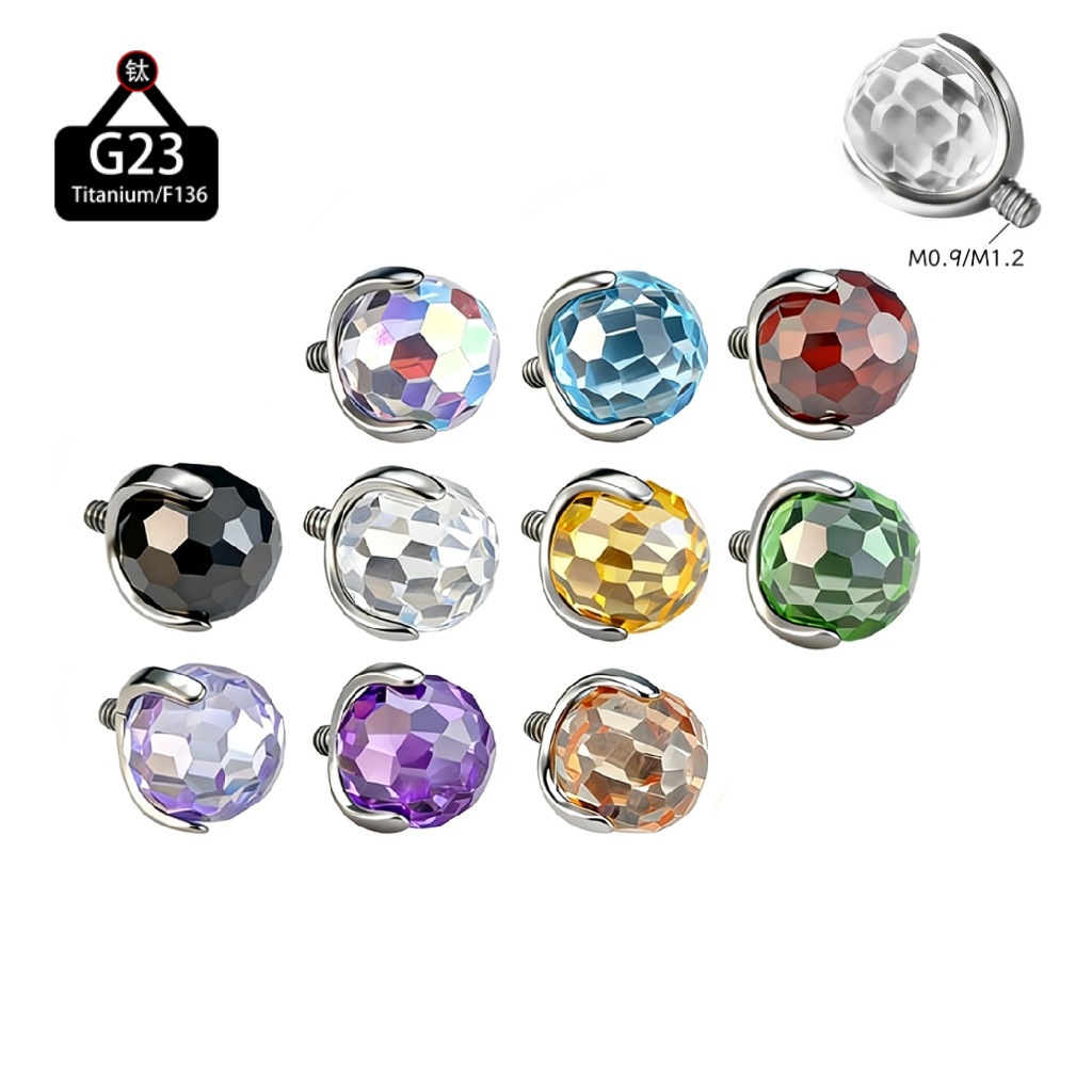 F136 Titanium Alloy Ear Studs Tongue Studs Super Shiny Disco Ball Light Bulb Lip Studs G23 Titanium Piercing Jewelry Wholesale - Image 5
