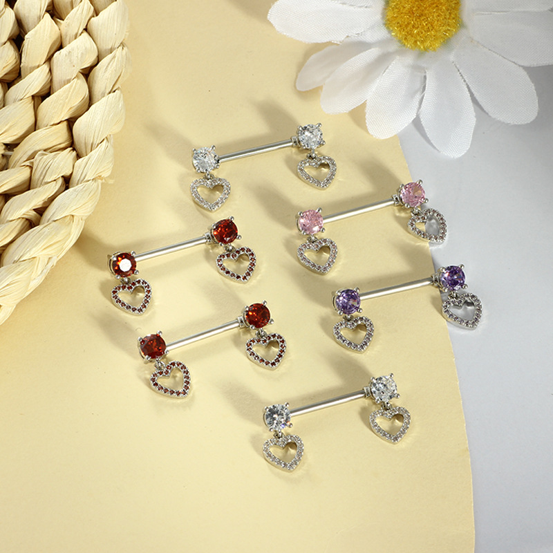 Heart Shaped Stainless Steel Nipple Ring Simple Geometric Body Piercing Jewelry for Daily Wear Pair - Image 2