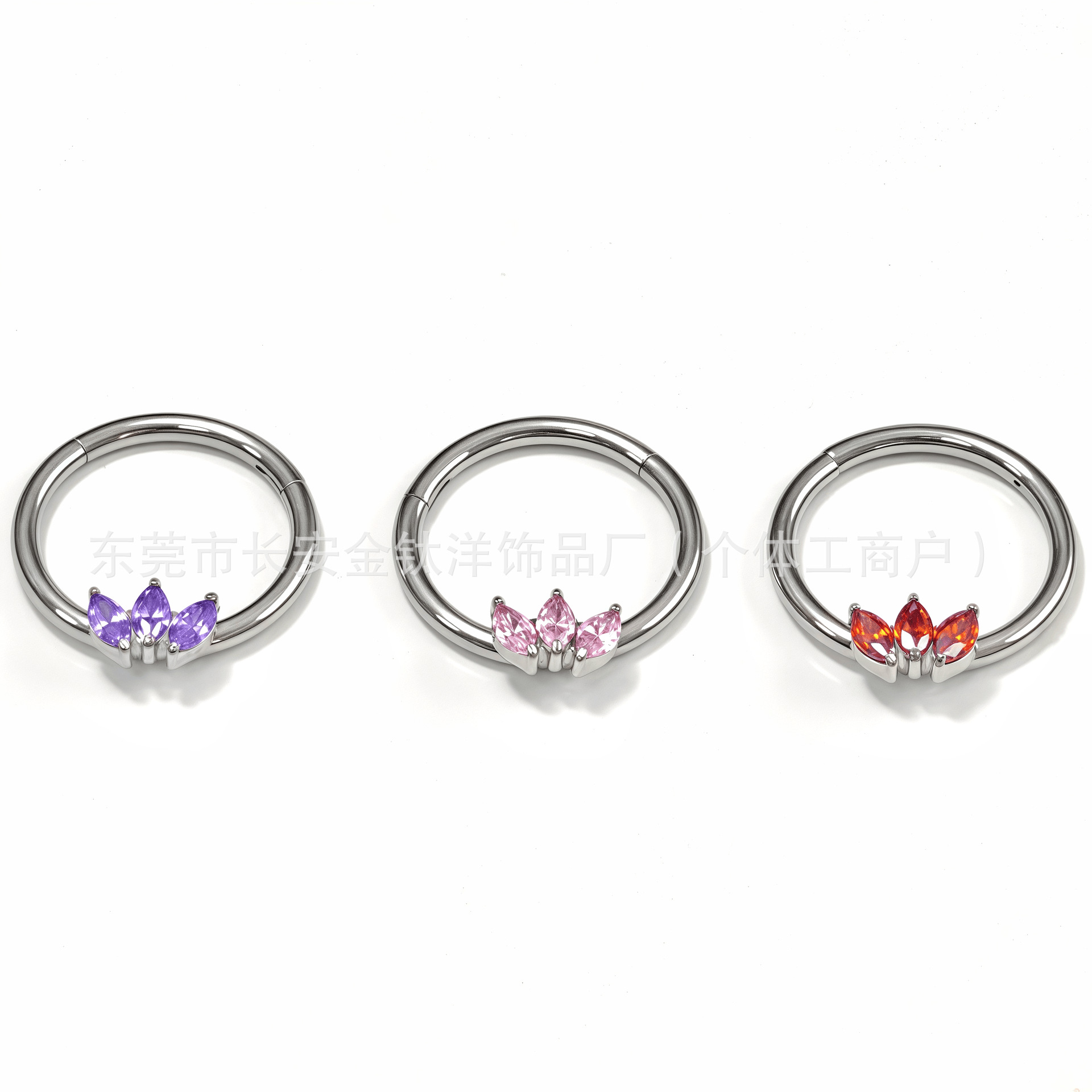 F136 Titanium Three-Leaf Horse Eye Seamless Open Ring Nose Septum Ring Earrings - G23 Titanium Alloy Piercing Jewelry - Image 3